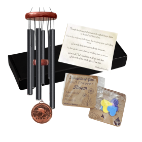 Black Memorial Fishing in Heaven Sympathy Wind Chime Gift in Memory of a Loved One-Deep Tones