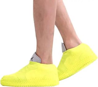 Waterproof Silicone Shoe Cover, Reusable Non Slip Rubber Rain Shoe Cover Unisex (Color: YELLOW, size: M)