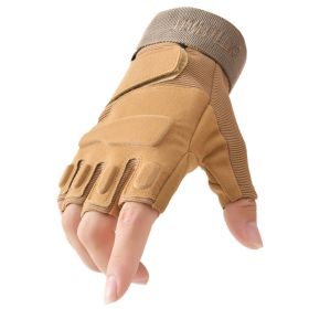 Outdoor Tactical Gloves Airsoft Sport Gloves Half Finger Military Men Women Combat Shooting Hunting Fitness Fingerless Gloves (Gloves Size: S, Color: Khaki)