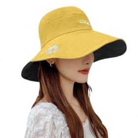 Bucket Hats Women Men Fishing Caps Reversible Double Sided Daisys Embroidery Sun Protection Hat Fisherman Cap (Color: SKY BLUE)