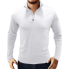 Men's Casual Polo Shirts 1/4 Zip Long Sleeve Shirt Outdoor Stand Up Collar Slim Fit Shirts