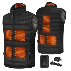 5 Pockets Women's Heated Vest with Battery Pack, Lightweight Down Rechargeable Electric Heated Apparel with 9 Heating Panels Black (size: XL)