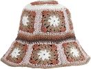 Women's Straw Sun Hat Floral Woven Bucket Hat Fishing Hat Beach Hat Hand Woven Foldable Cap