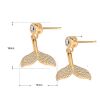 Girl Hot CZ Mermaid Fish Tail 925 Sterling Silver Stud Earrings