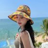 Women's Straw Sun Hat Floral Woven Bucket Hat Fishing Hat Beach Hat Hand Woven Foldable Cap