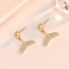 Girl Hot CZ Mermaid Fish Tail 925 Sterling Silver Stud Earrings